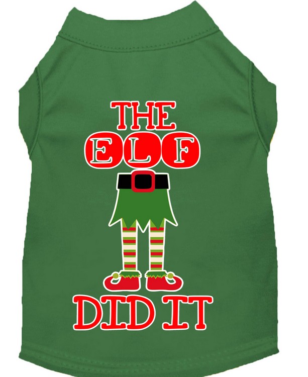 The Elf Did It Screen Print Dog Shirt Green XXXL